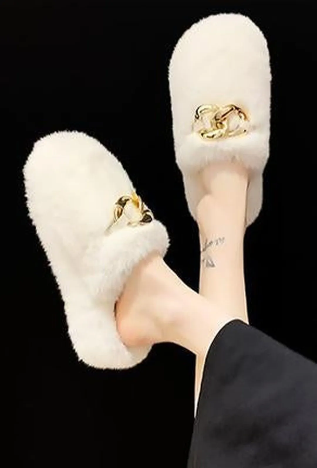 CONNIE - FUR WEDGE SLIPPER