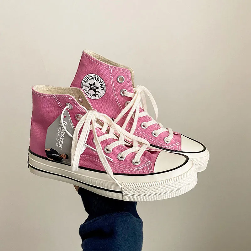 Cool Graceful Women's Showy Pink Skateboard Canvas Shoes