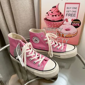 Cool Graceful Women's Showy Pink Skateboard Canvas Shoes