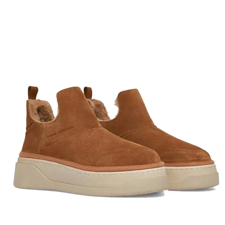 CRIME LONDON FLUFFY ANKLE CAMEL BOOTS