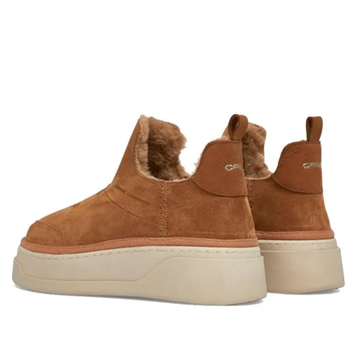 CRIME LONDON FLUFFY ANKLE CAMEL BOOTS