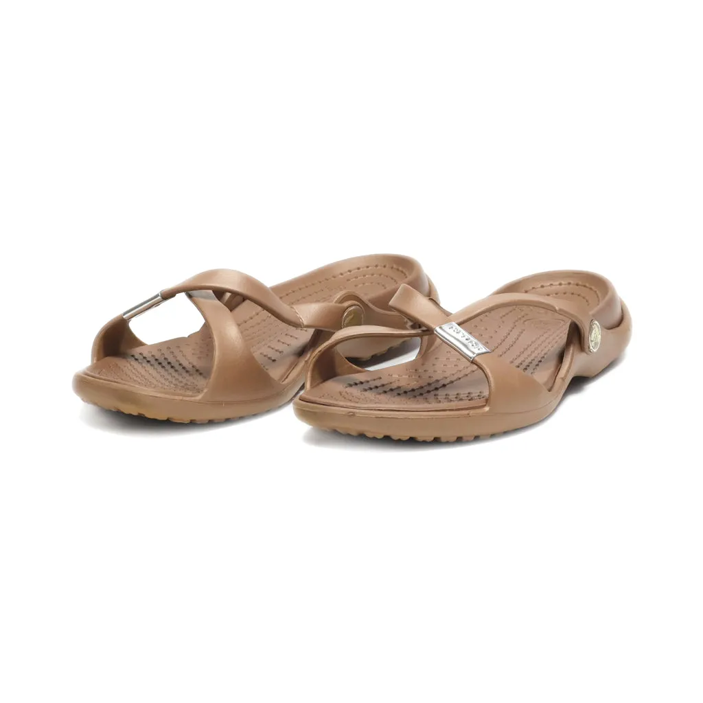 Crocs Sliders Rubber Brown Colour For Women