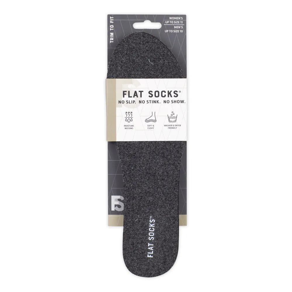 Dark Heather Grey FLAT SOCKS | Washable No Show Sock Insert Cushion