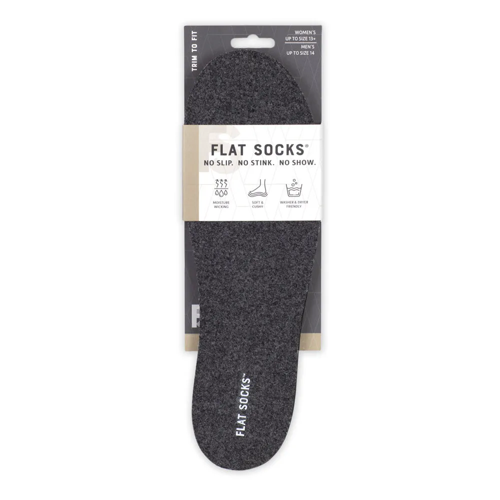 Dark Heather Grey FLAT SOCKS | Washable No Show Sock Insert Cushion