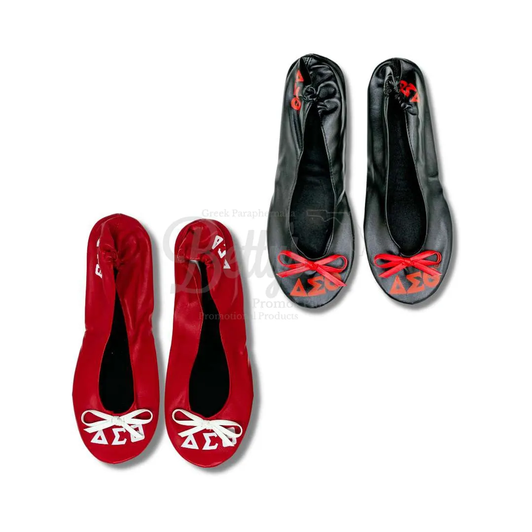 Delta Sigma Theta ΔΣΘ Printed Foldable Ballet Flats with Carrying Case