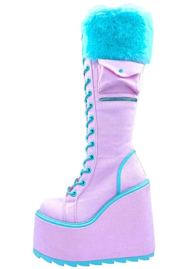 Detention Fur [Pink/Baby Blue] | PLATFORM BOOTS*