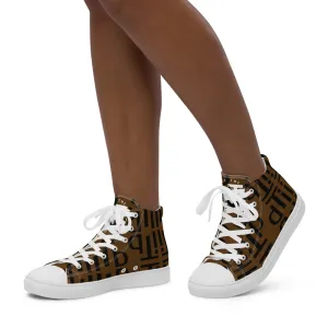 dti brown pattern Women’s high top canvas shoes