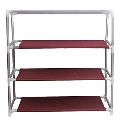 Ebee Shoe Rack with 3 Shelves (Grey, Metal)