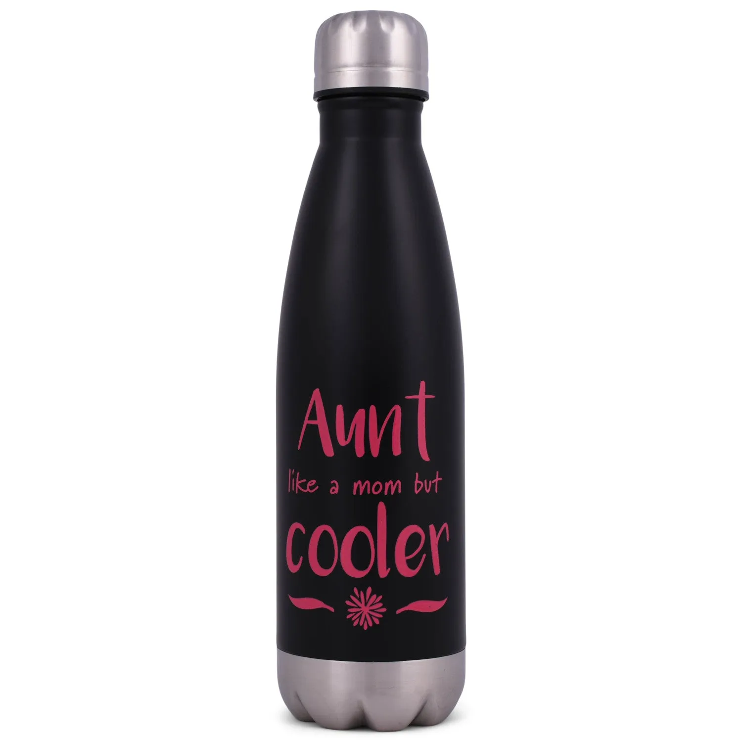 Elanze Designs Aunt Cooler Black 17 ounce Stainless Steel Sports Water Bottle