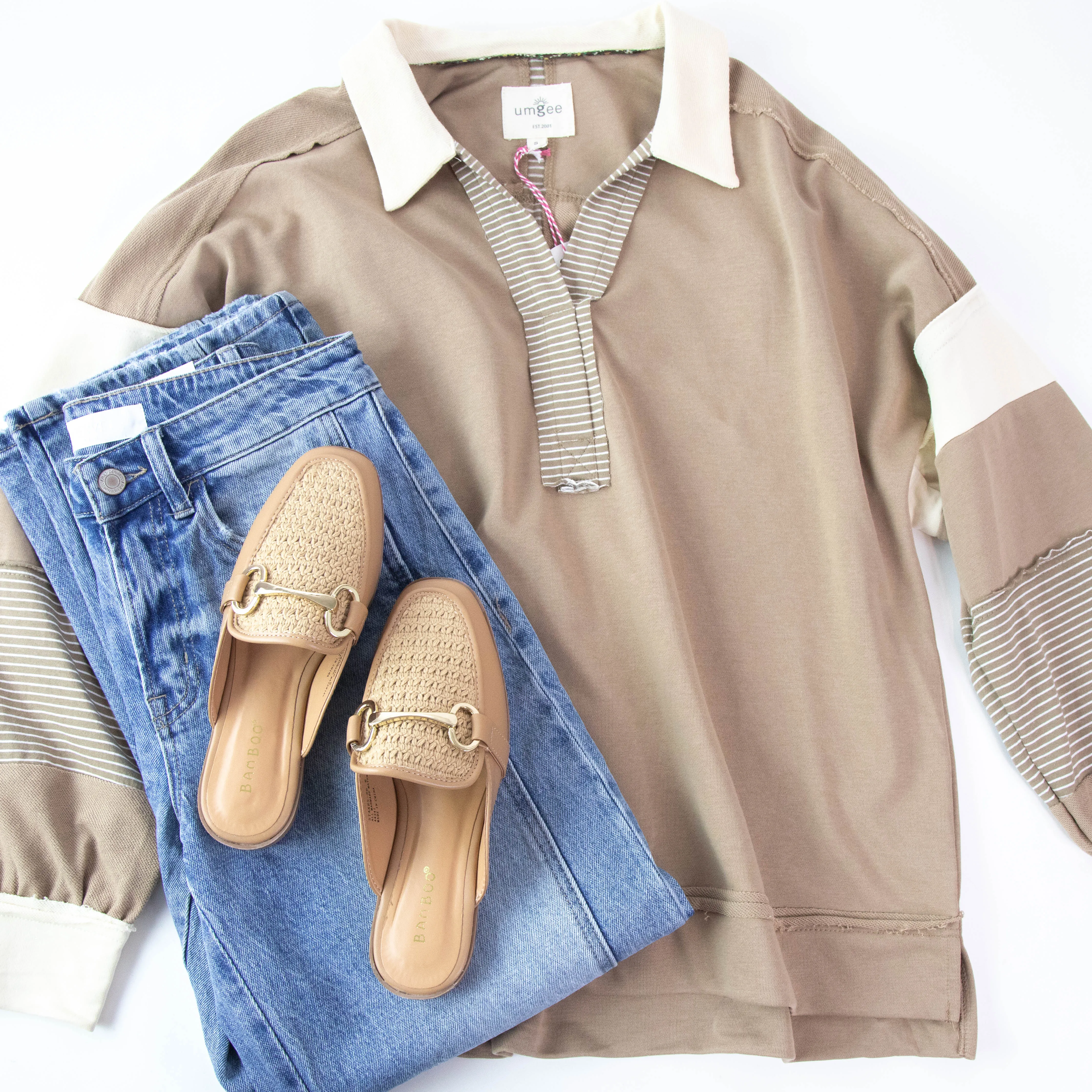 Ellison French Terry Colorblock Shirt, Mocha