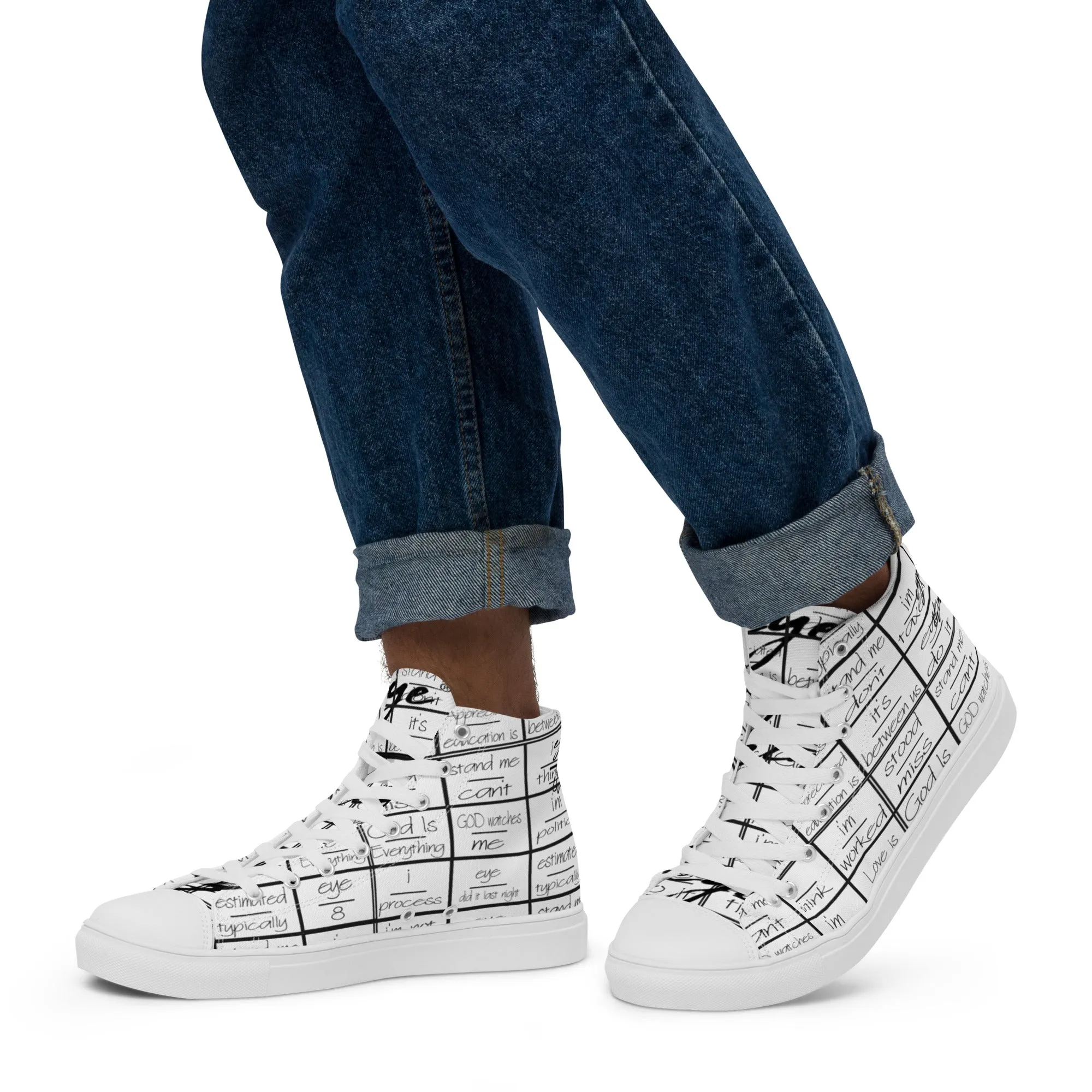 eyeoverthink® Men’s high top "eyeoverprinted"  canvas shoes