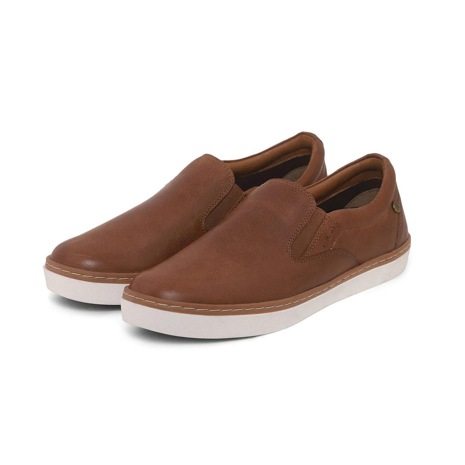 Ezok Mens Tan Slip-On Sneakers