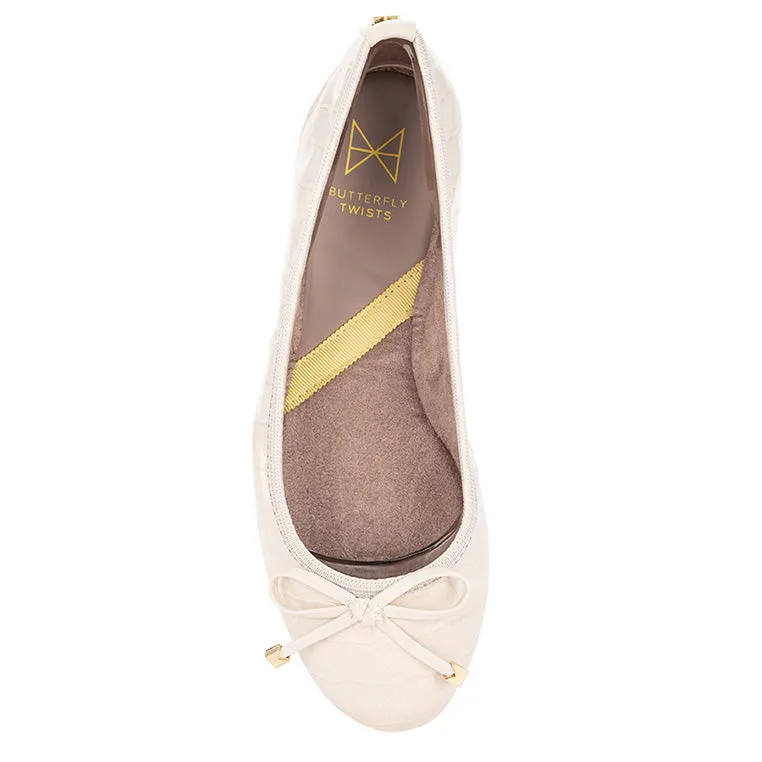 FRANKIE Ballet Flat Shoes - Beige Croc