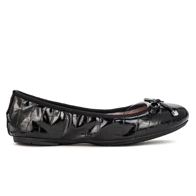 FRANKIE Ballet Flat Shoes - Black Croc