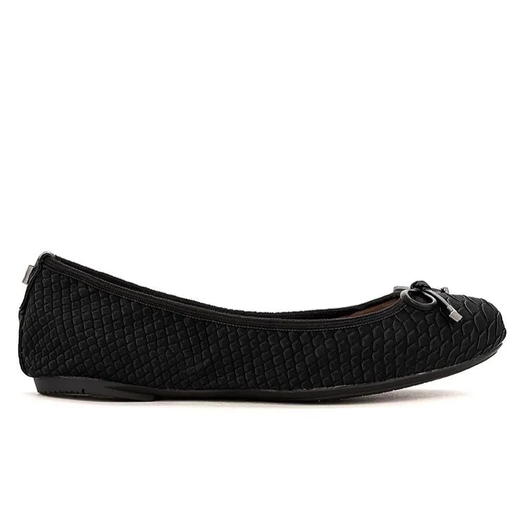 FRANKIE Ballet Flat Shoes - Black Python