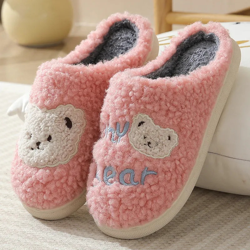 Fuzzy Plush Bear Slippers