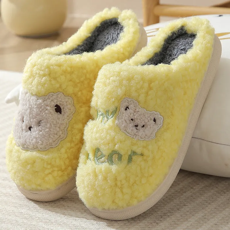 Fuzzy Plush Bear Slippers