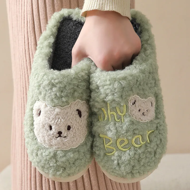 Fuzzy Plush Bear Slippers