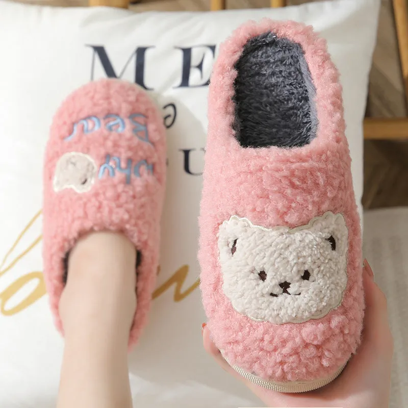 Fuzzy Plush Bear Slippers