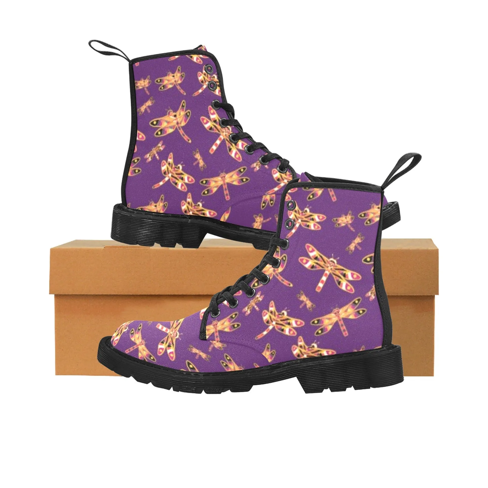 Gathering Yellow Purple Boots for Women (Black)