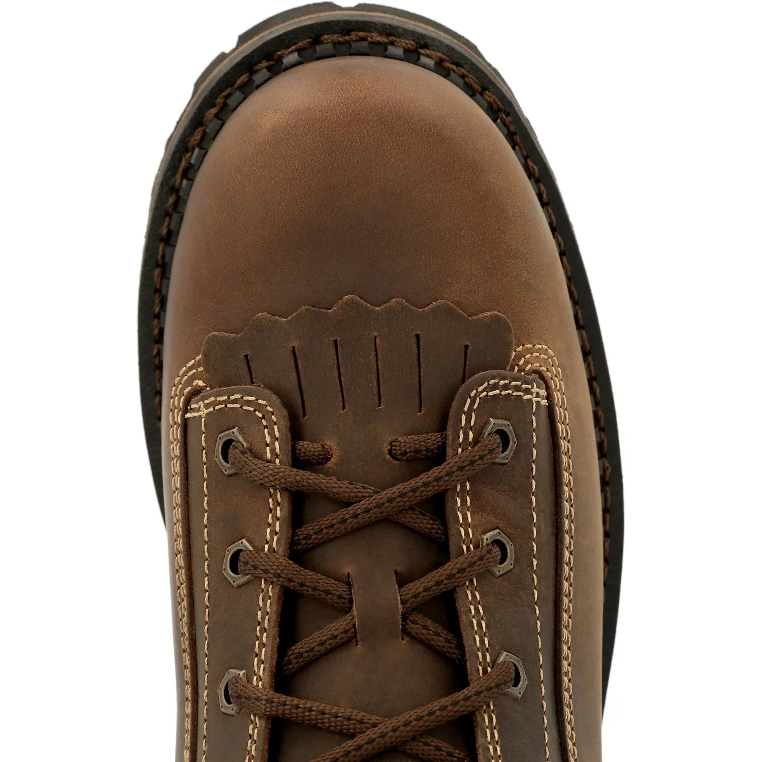 Georgia Mens AMP LT Low Heel Logger Brown Leather WP Work Boots