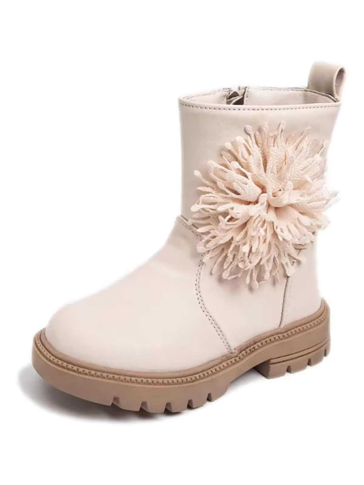 Girls Cute Non-slip Boots with Flower and Side Zipper By Liv and Mia