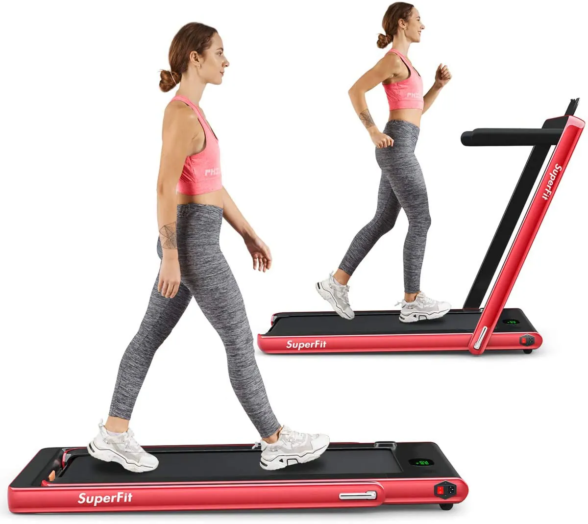 Goplus 2 in 1 Folding Treadmill, 2.25HP Under Desk Electric Treadmill, Installation-Free with Bluetooth Speaker, Remote Control and LED Display, Walking Jogging for Home Office Use