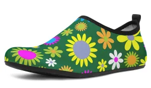 Green Retro Flowers Water Shoes