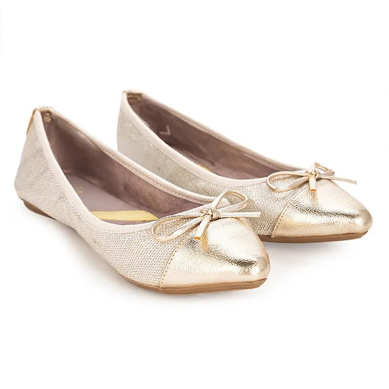 HOLLY Ballet Flat Shoes - Gold Woven