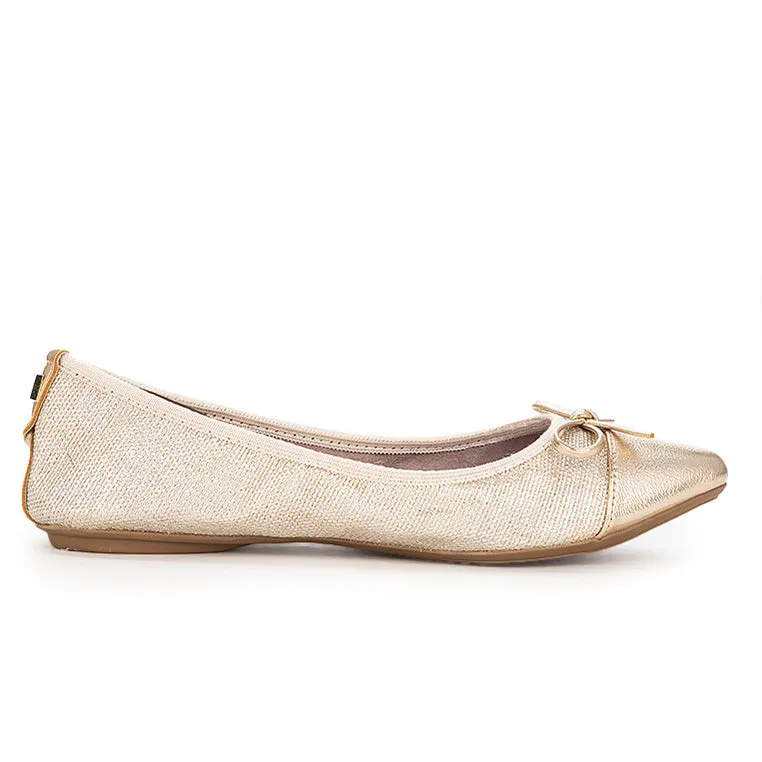 HOLLY Ballet Flat Shoes - Gold Woven