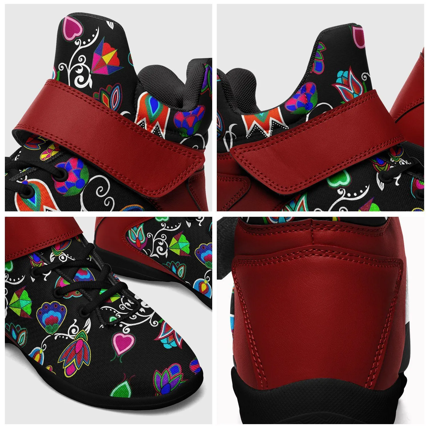 Indigenous Paisley Black Kid's Ipottaa Basketball / Sport High Top Shoes