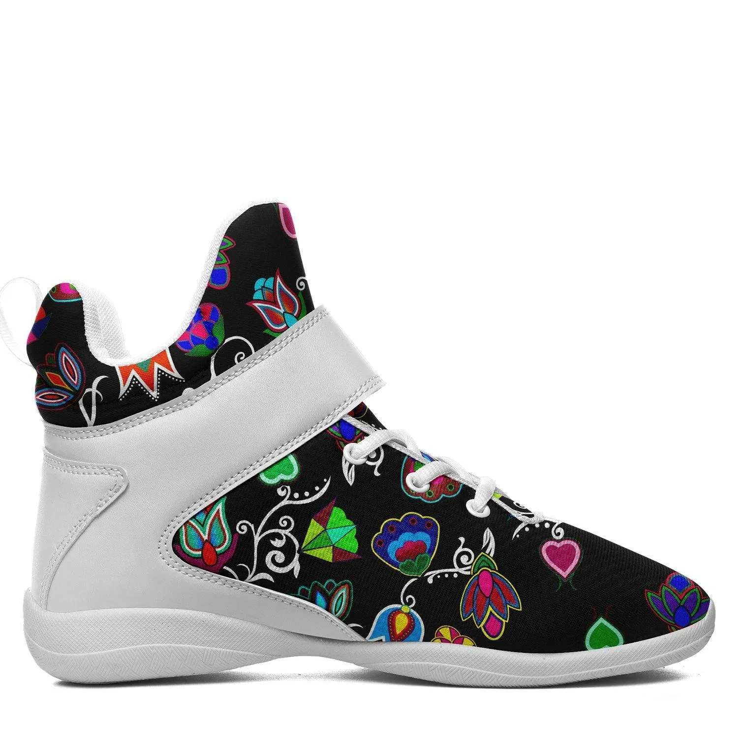 Indigenous Paisley Black Kid's Ipottaa Basketball / Sport High Top Shoes