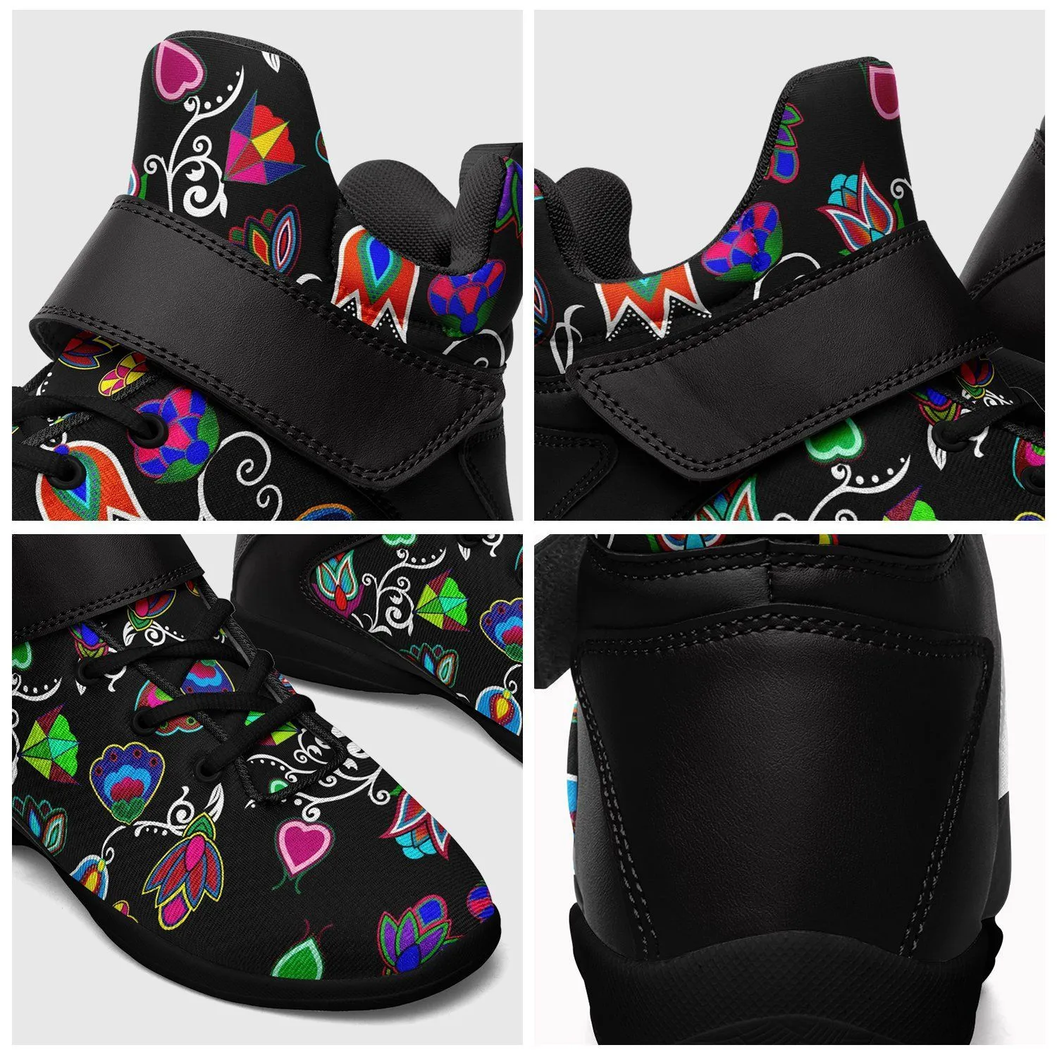 Indigenous Paisley Black Kid's Ipottaa Basketball / Sport High Top Shoes