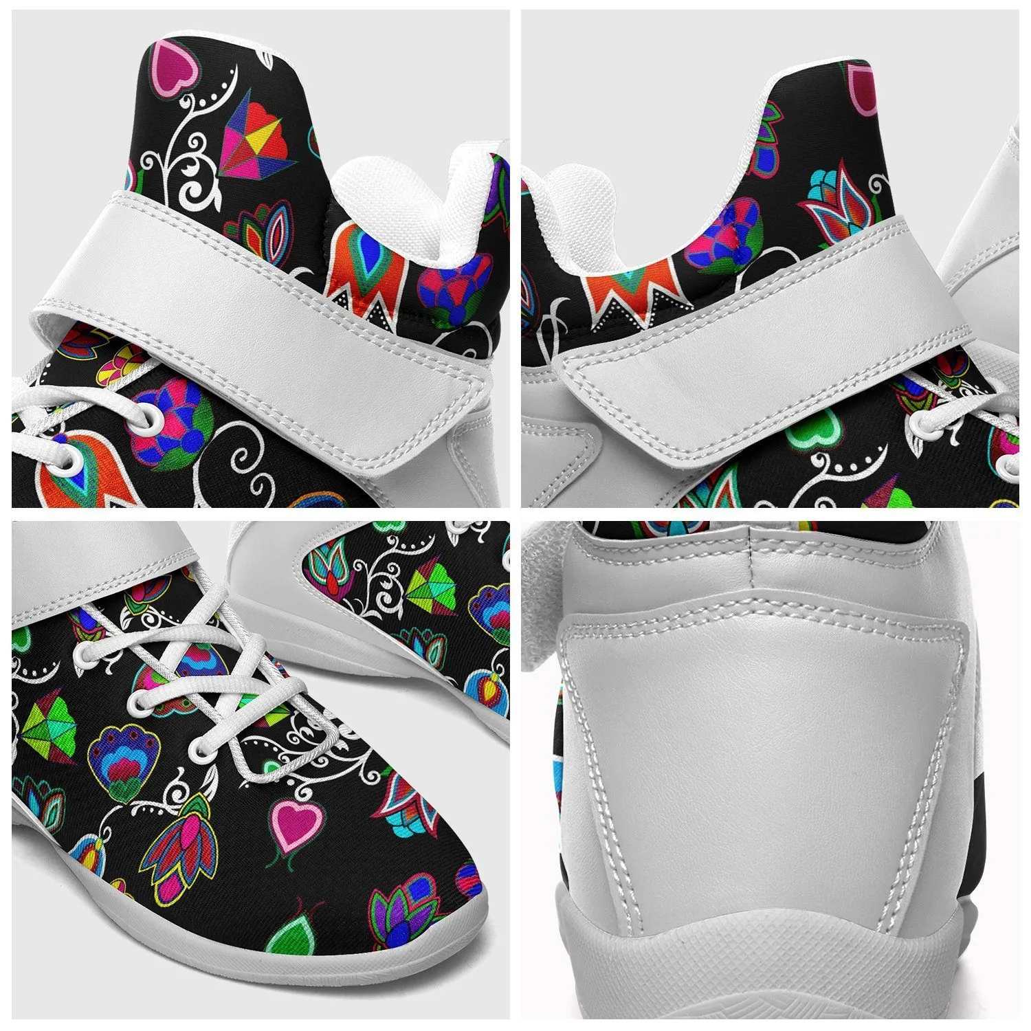 Indigenous Paisley Black Kid's Ipottaa Basketball / Sport High Top Shoes