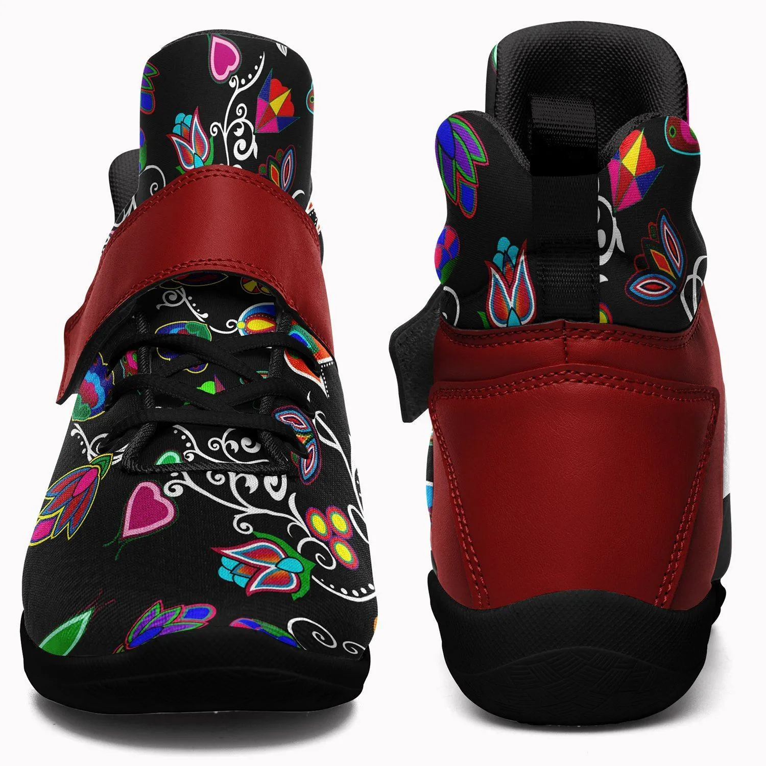 Indigenous Paisley Black Kid's Ipottaa Basketball / Sport High Top Shoes