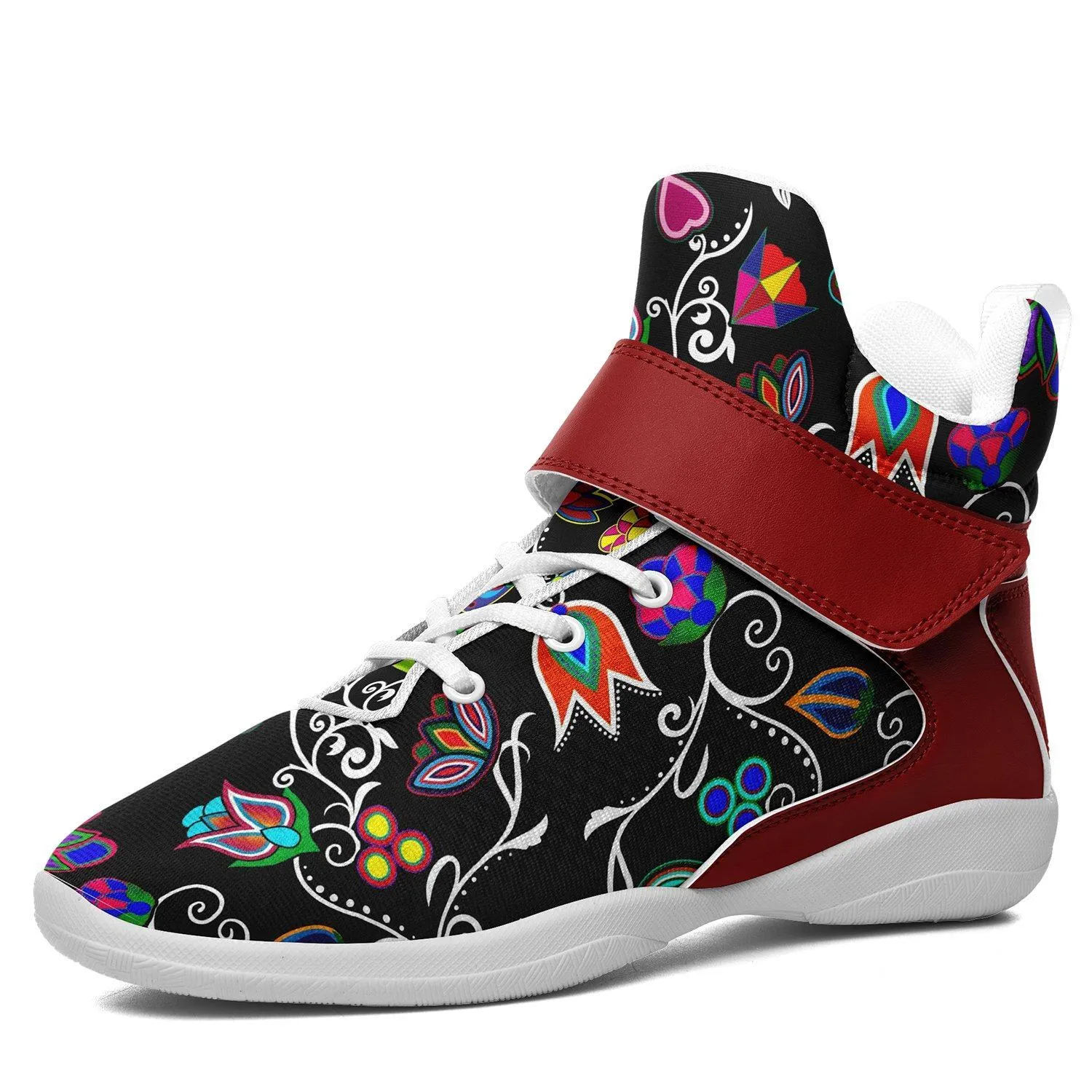 Indigenous Paisley Black Kid's Ipottaa Basketball / Sport High Top Shoes