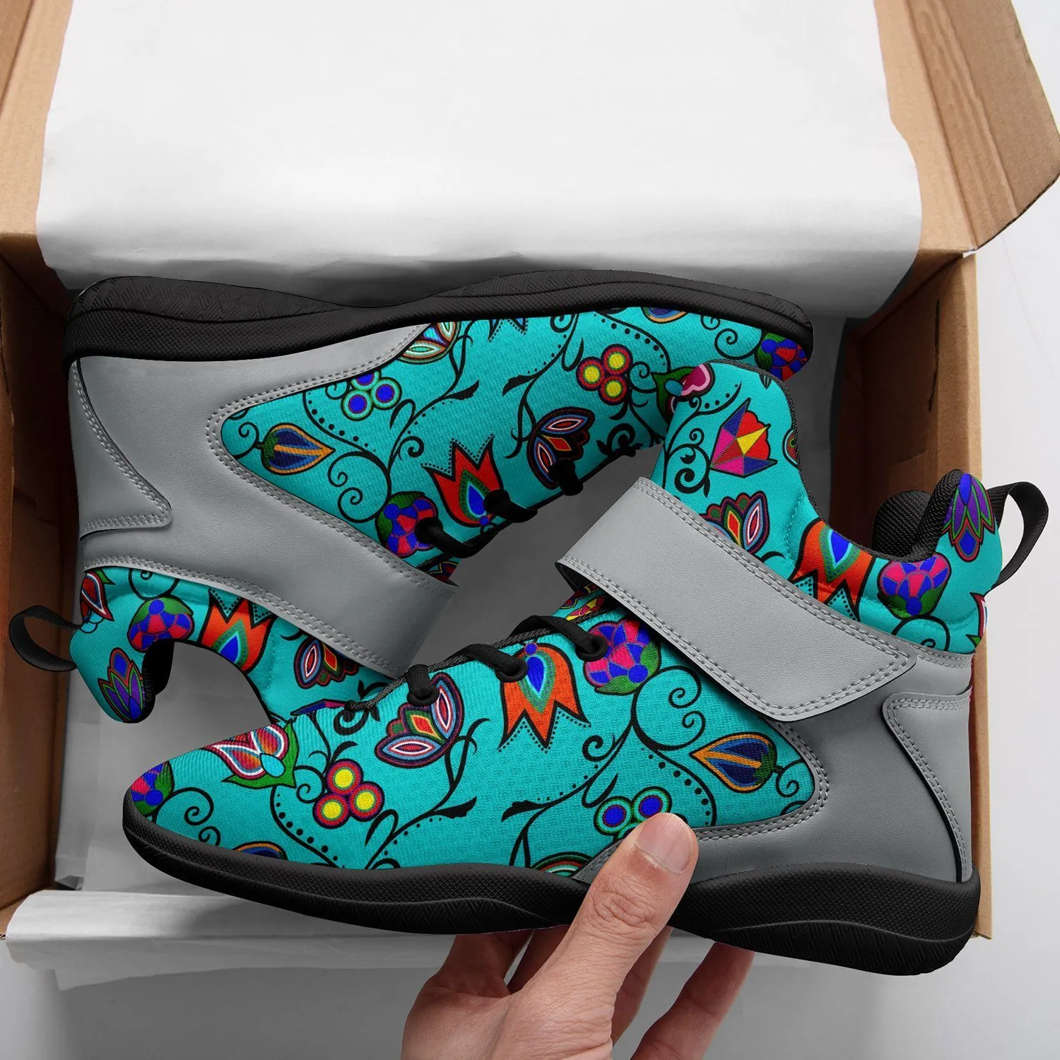 Indigenous Paisley Sky Kid's Ipottaa Basketball / Sport High Top Shoes