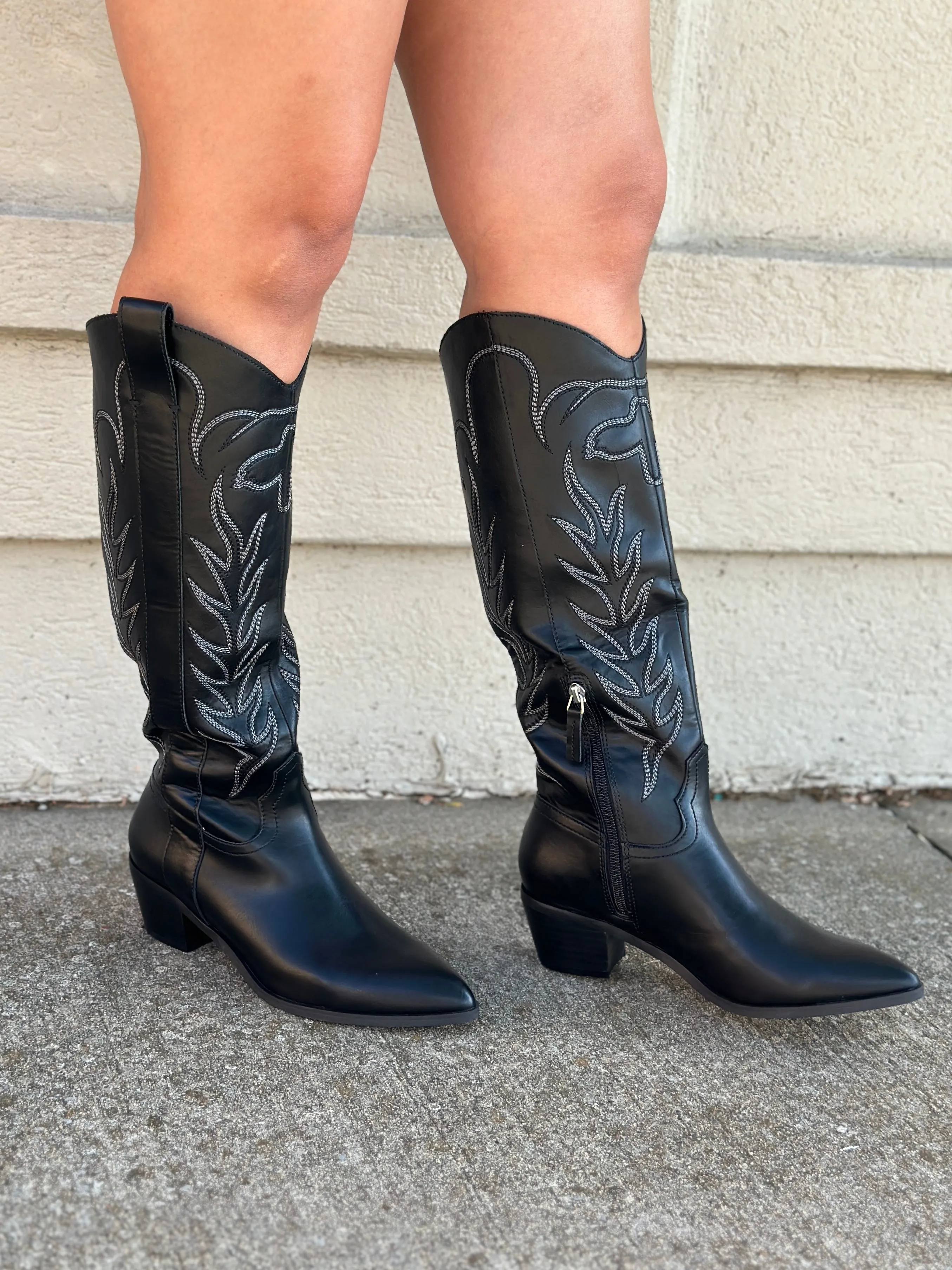 Inlay Tall Boots - Black