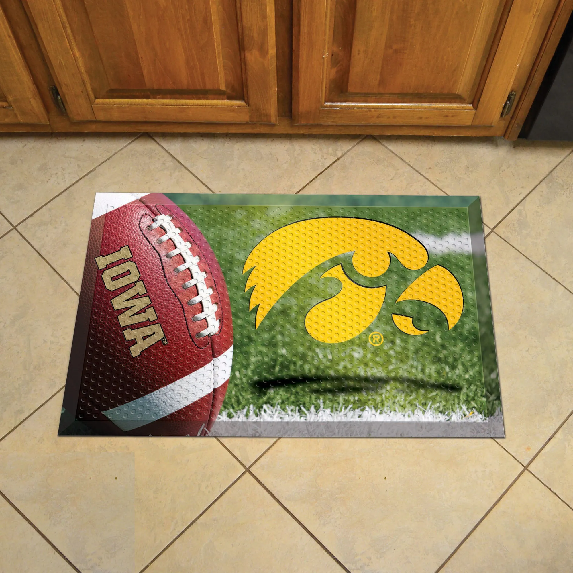 Iowa Hawkeyes Rubber Scraper Door Mat