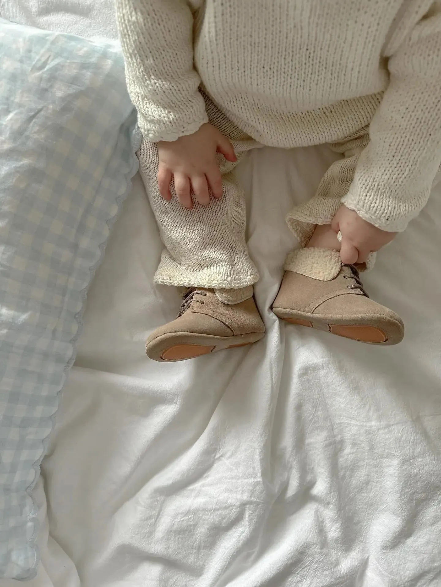 Jamie- Beige Suede Baby Boots