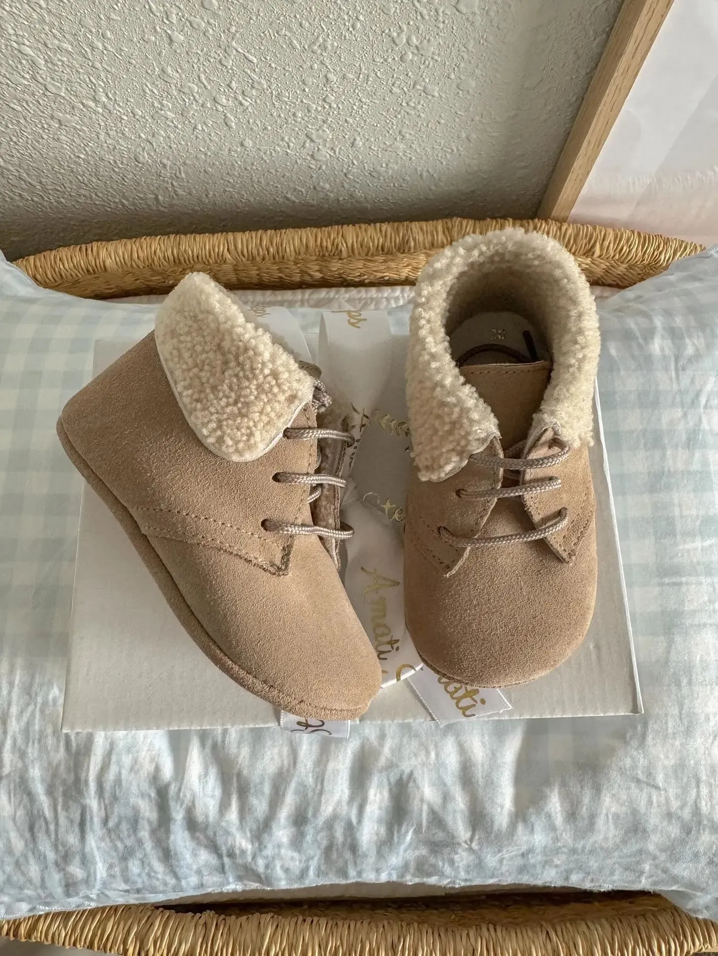 Jamie- Beige Suede Baby Boots