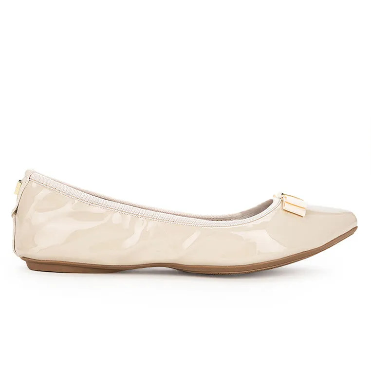 JASMINE Ballet Flat Shoes - Beige Patent