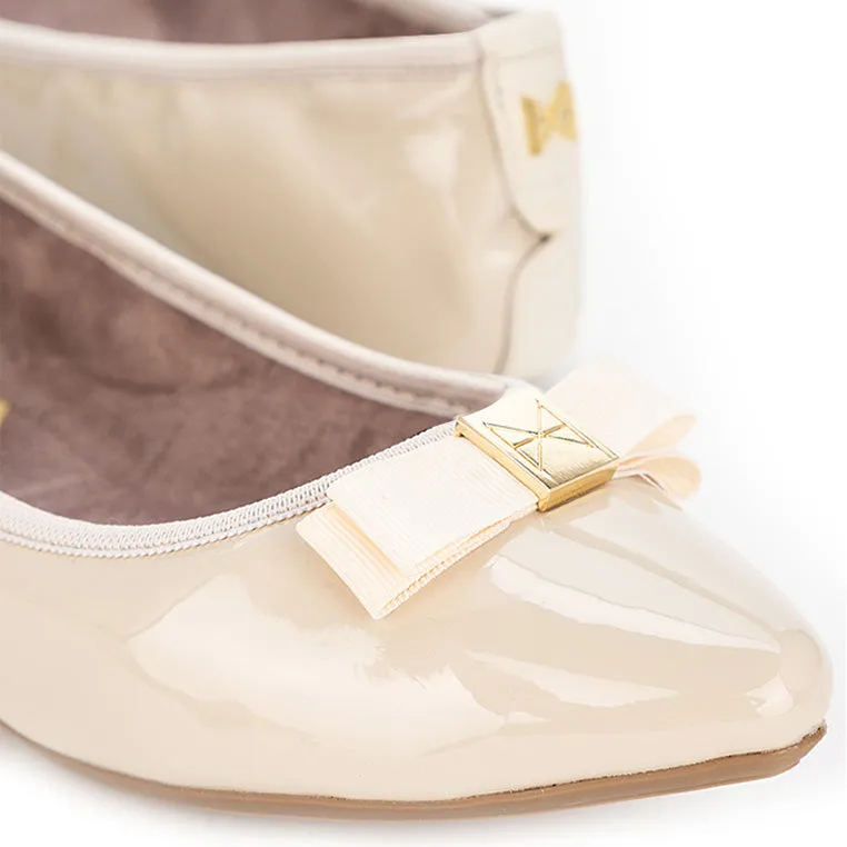 JASMINE Ballet Flat Shoes - Beige Patent