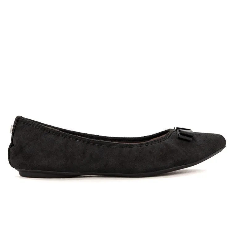 JASMINE Ballet Flat Shoes - Black Burnished Suede