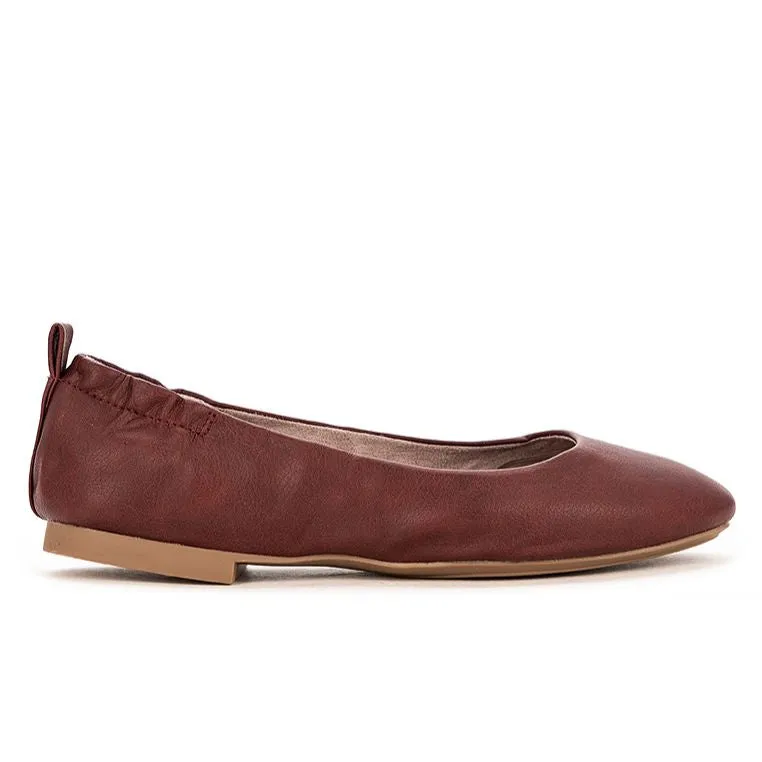 JESSIE Ballet Flat Shoes - Burgundy Malta