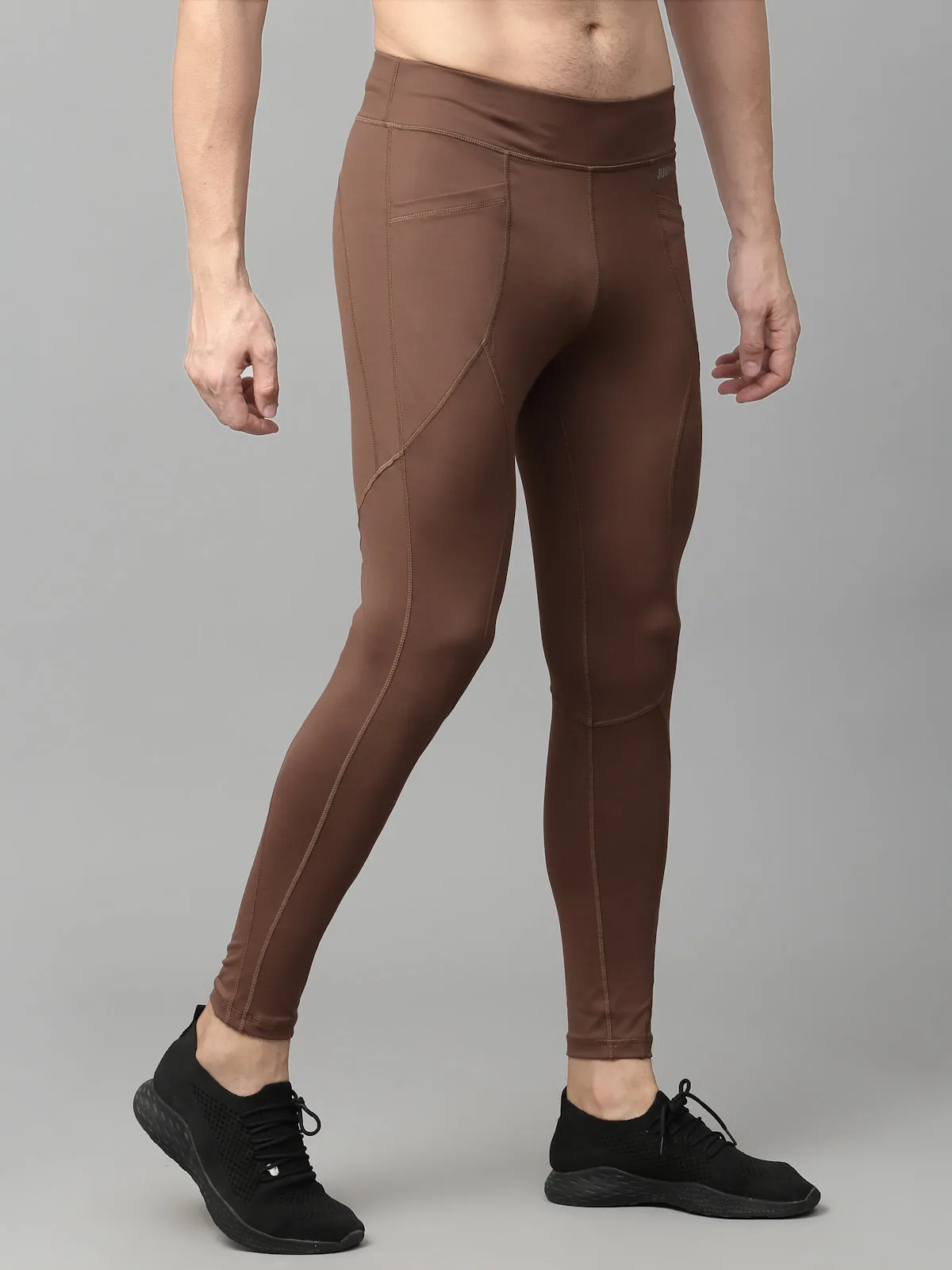 JUMP USA Men Brown Rapid Dry-Fit Antimicrobial Running Tights