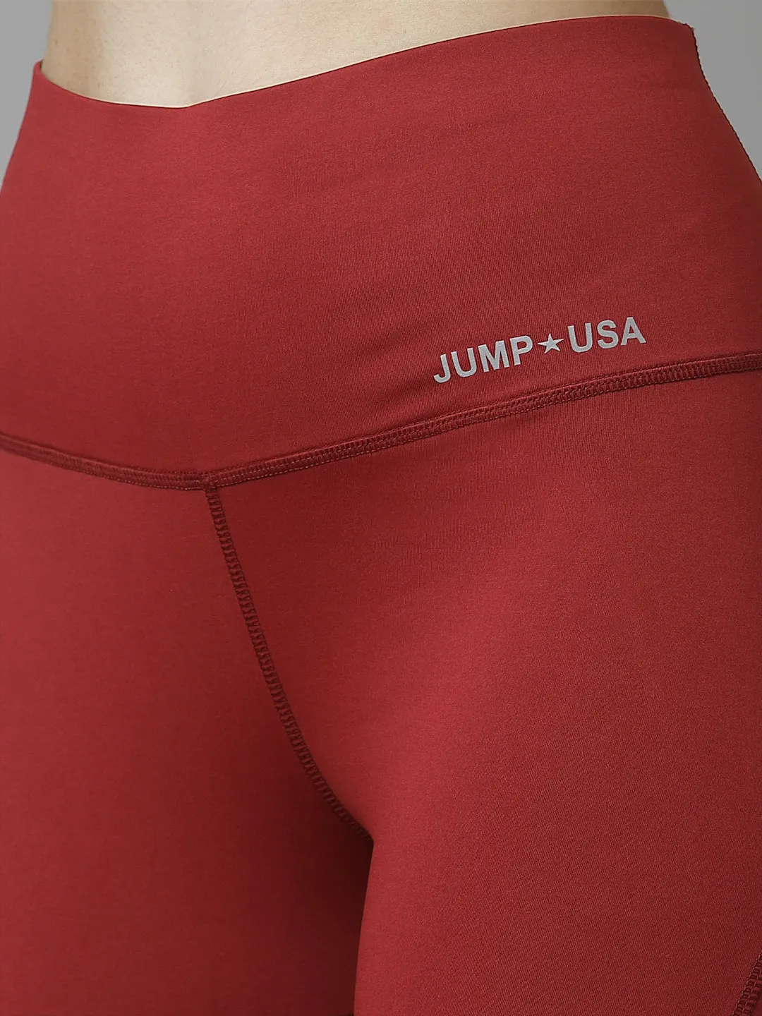 JUMP USA Women Maroon Solid Rapid-Dry Seamless Tights