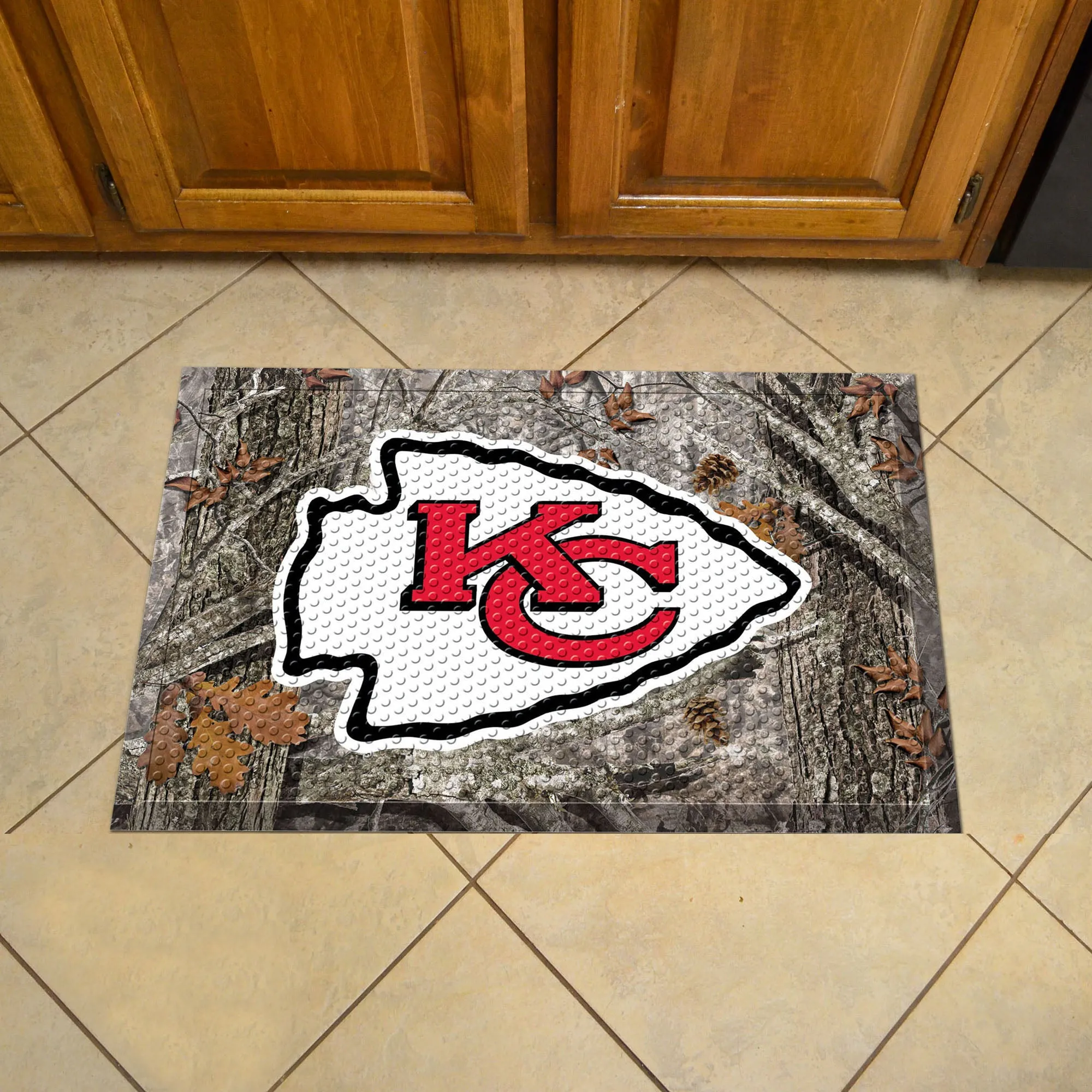 Kansas City Chiefs Rubber Scraper Door Mat Camo