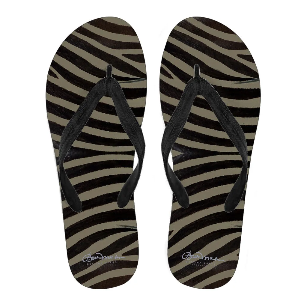 Khaki Zebra Flip Flops