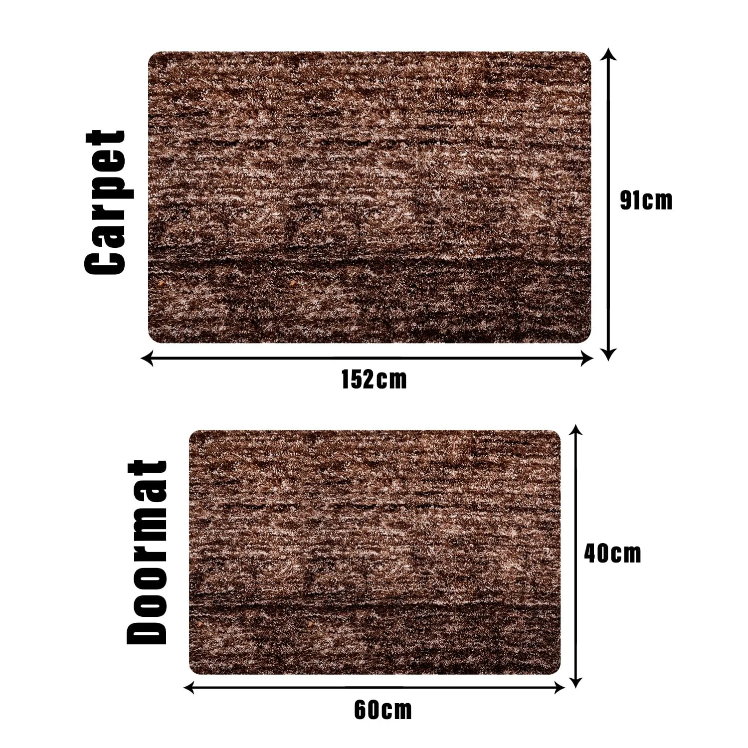 Kuber Industries Carpet | Shaggy Carpet for Living Room | Fluffy Door Mat | Lexus Home Decor Carpet & Door Mat Combo | Floor Carpet Rug & Door Mat Set | Set of 2 | Brown